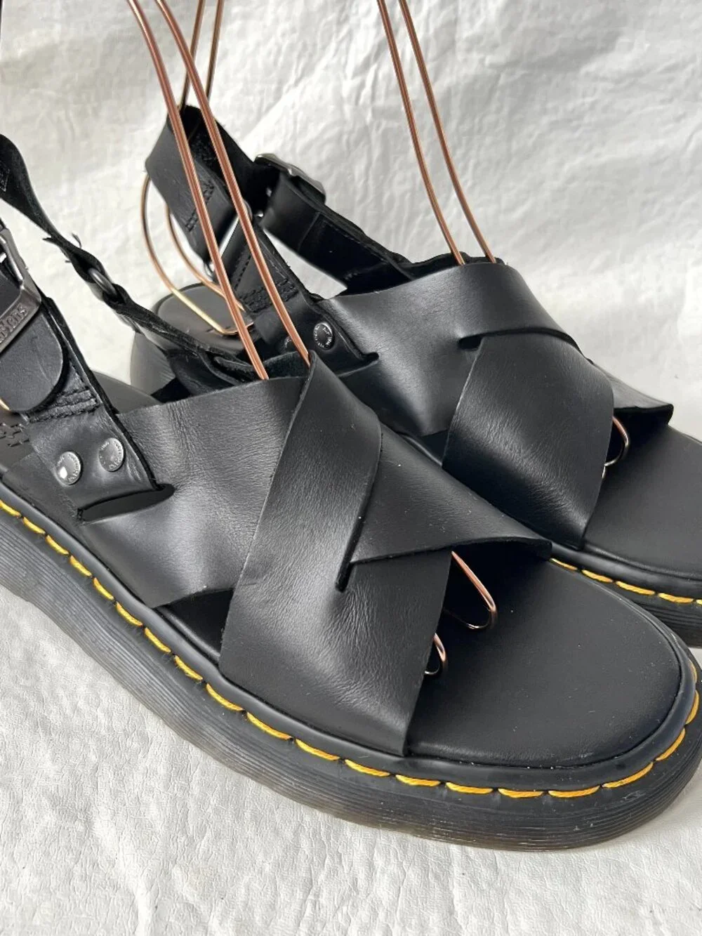 Dr Martens sandals black leather ankle strap Zane Brando mens 9 womens 10 flat